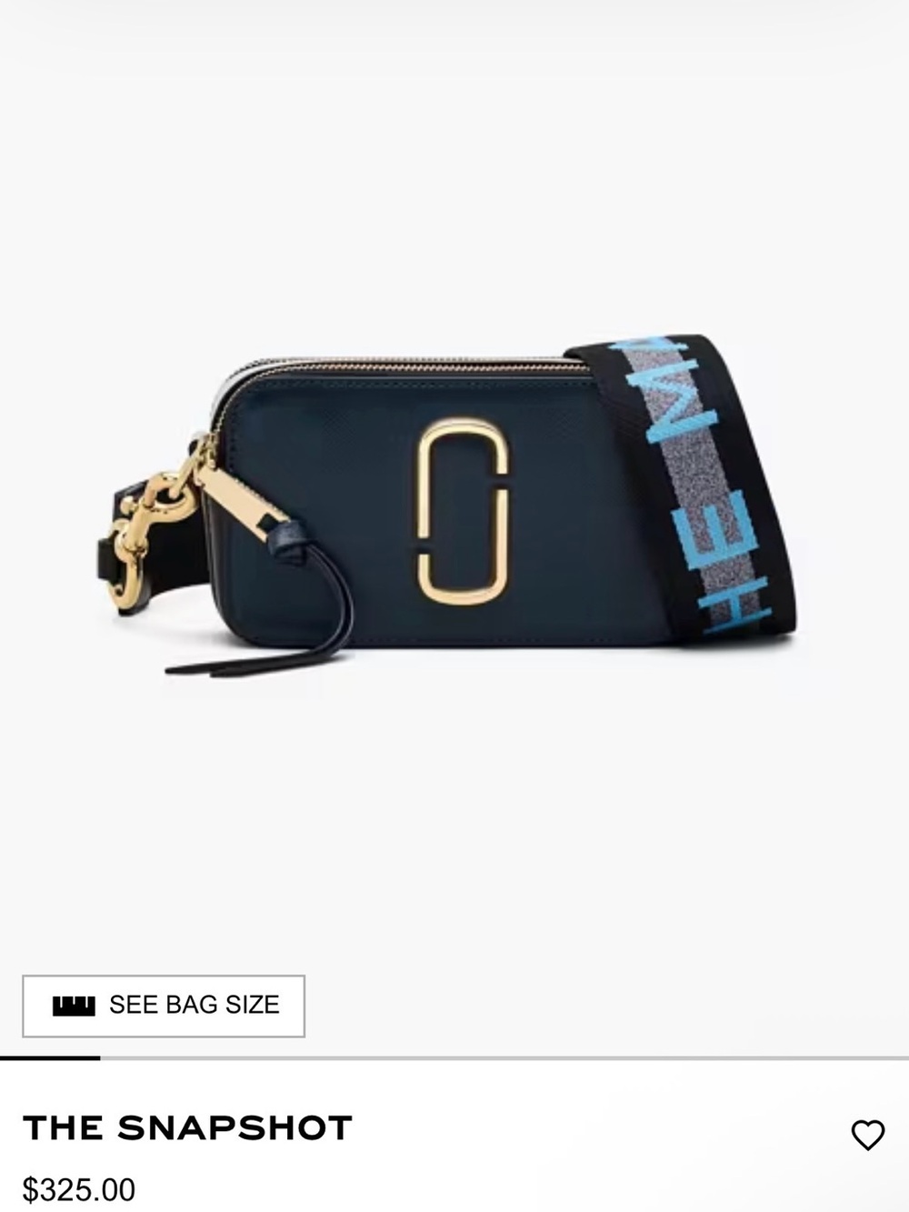 Marc Jacobs The Snapshot Camera Bag - Navy with Gold Hardware and Black Strap